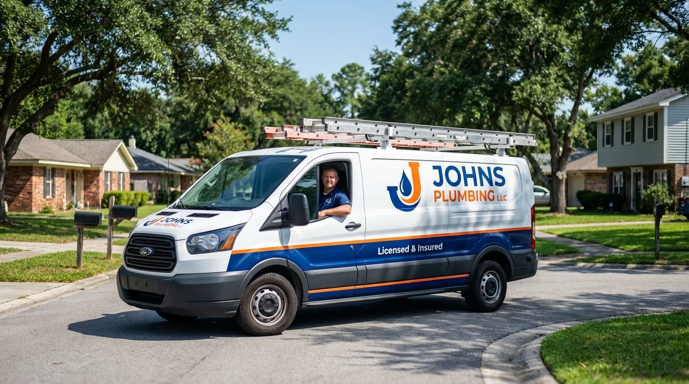 Johns Plumbing LLC service van in Big Bear Lake, CA